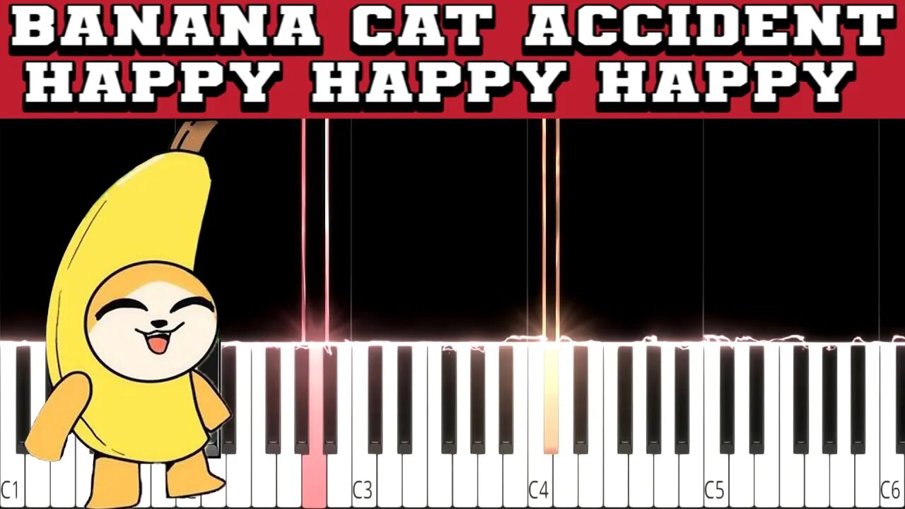 Banana Cat Accident (Beginner/Super Easy) Slowed Piano Tutorial (Free Sheet Music + MIDI)