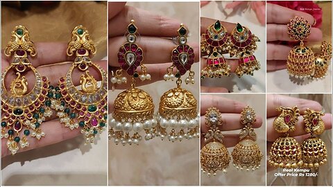 New Gold Plated Earrings Designs with Price!! Jadau Earrings