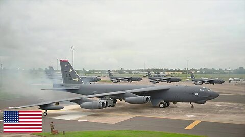 Russia Surprised: U.S. Air Force B-52 Stratofortress Takeoff Hurry One By One In Air Force Base, La