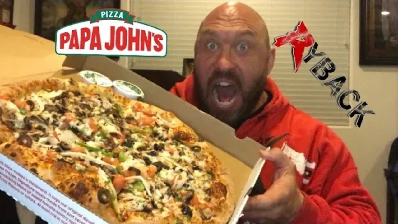 Papa Johns XL Large Pizza Cheat Meal Food Review Smackdown Mukbang - Ryback Feeding Time