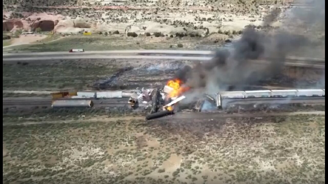 Freight train derails and catches fire in the US