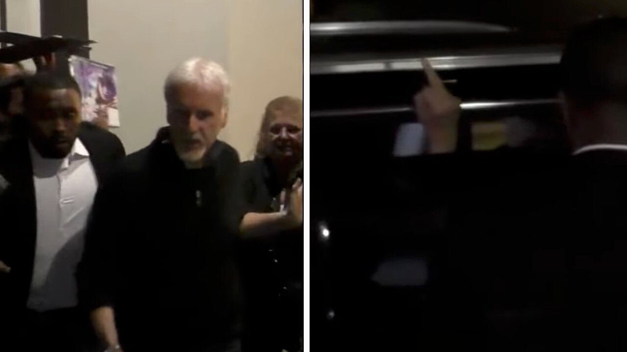 James Cameron gives fans the middle finger after they boo him for not signing autographs