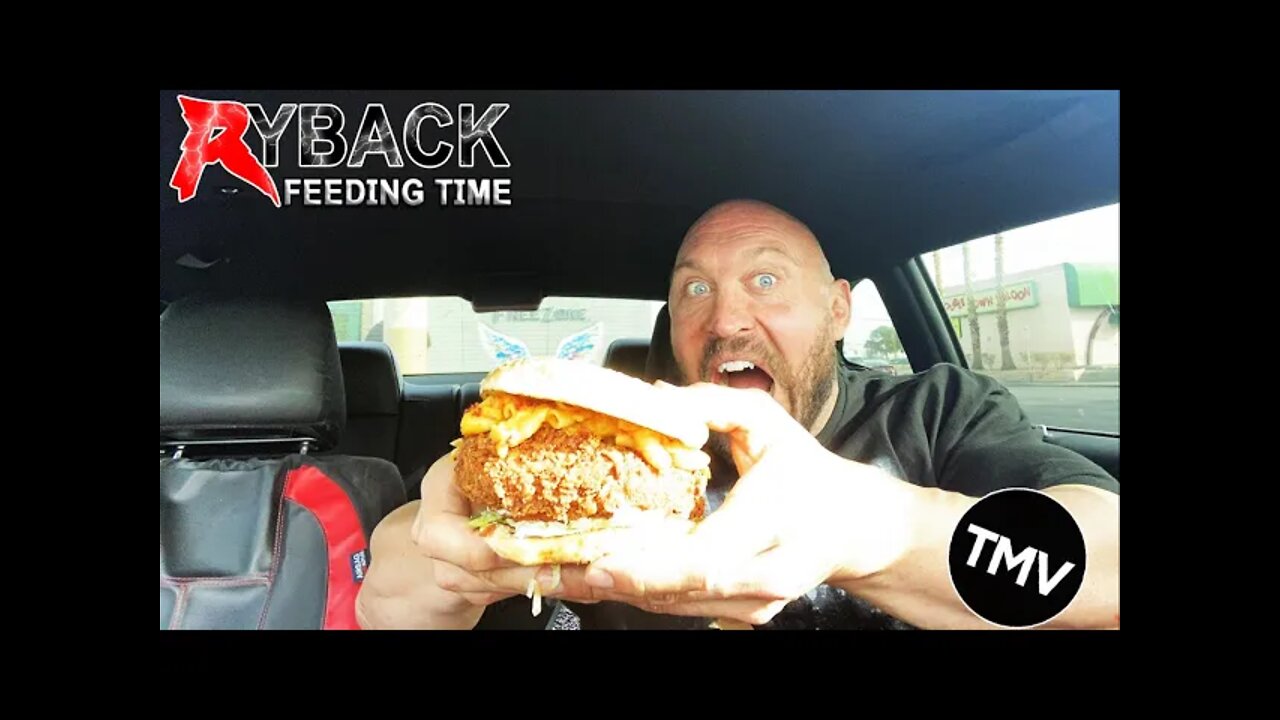 The Mother Load Chicken & Mac n Cheese Sandwich with Fries Mukbang Ryback Feeding Time Orbs Sighting