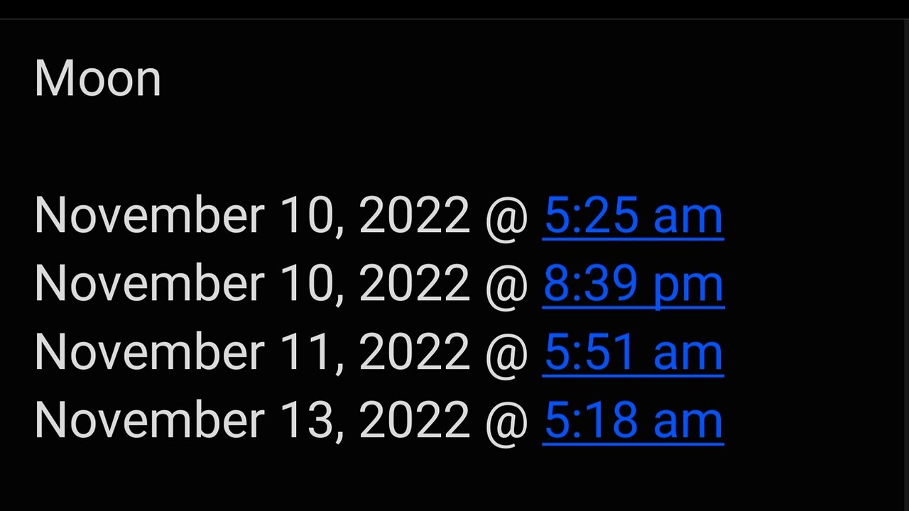 Moon On November 10, 11 & 13, 2022