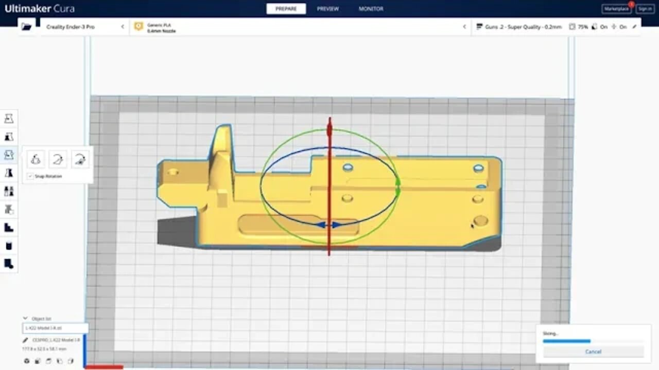 Tutorial - Using Cura to slice LX-22 3D printed 10/22 receiver