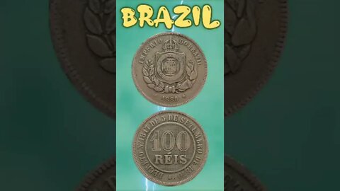 Brazil 100 Reis 1889.#shorts #education #coinnotesz