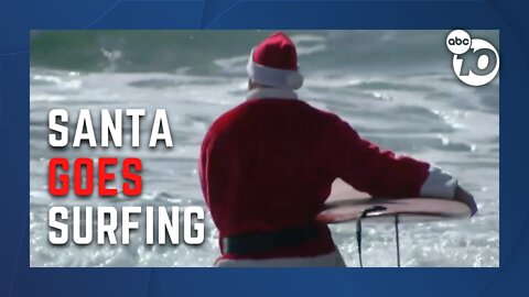 Surfing santas prepare to hit the waves