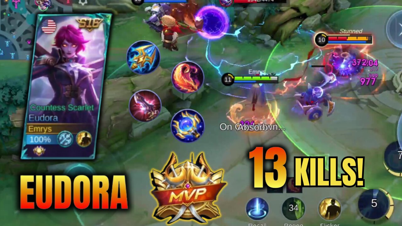 13 KILLS!! MVP!! Epic Ranked Eudora