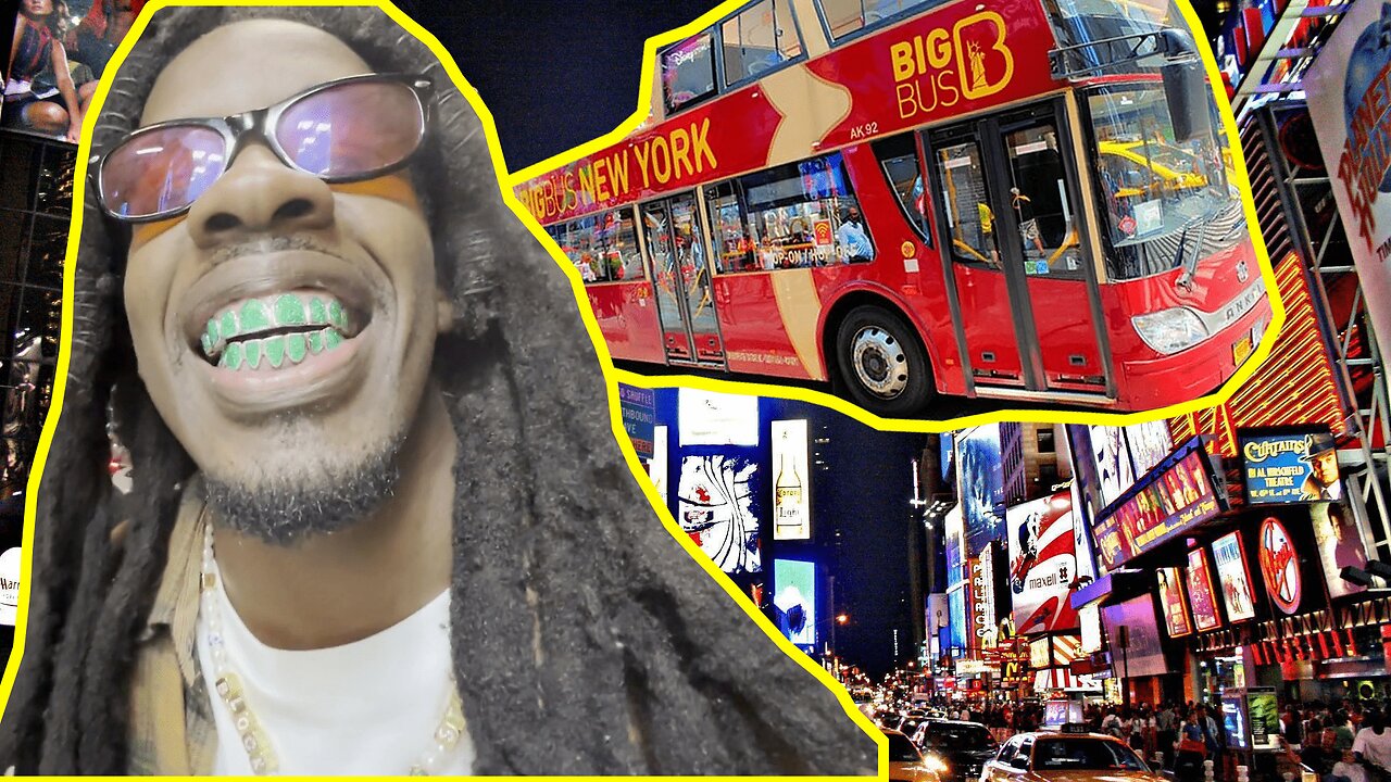 TAKING A BIG BUS TOUR IN TIMES SQUARE