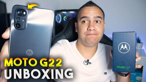 MOTO G22, com ANDROID 12, BONITO E BARATO! MAS COMO FICA O DESEMPENHO? - Unboxing e Impressões