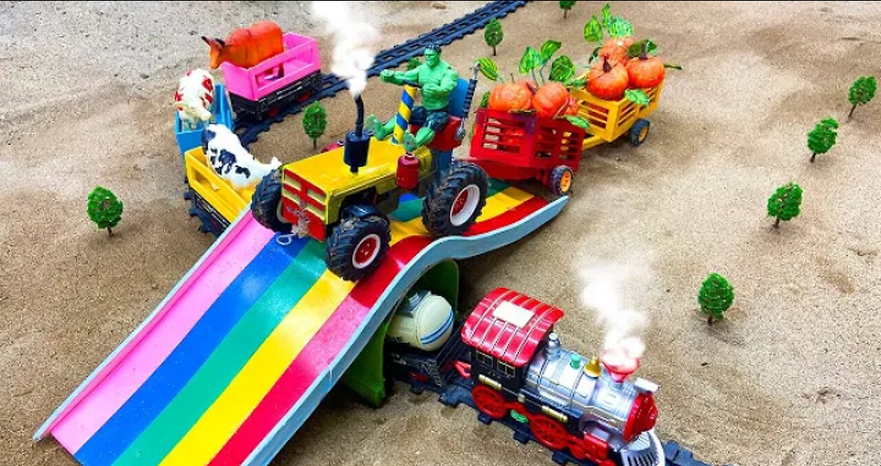 The tractors cross the bridge