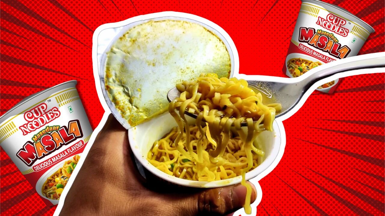 Cup Noodles Mazedaar Masala Review | Nissin Masala Cup Noodles Mukbang