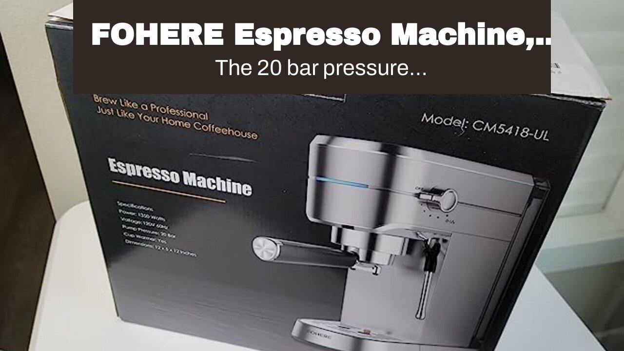 FOHERE Espresso Machine, 20 Bar Espresso and Cappuccino Maker with Milk Frother Steam Wand, Pro...