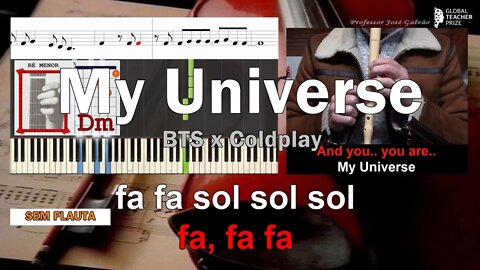 My Universe BTS x Coldplay Notas Flauta Cifra Guitarra Piano Letra Educação Musical José Galvão SF