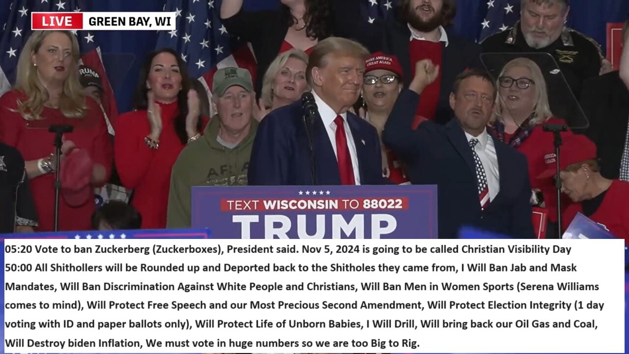 President Trump: NOV 5 2024 to be Christian Visibility Day, Will Ban Discrimination Against Whites