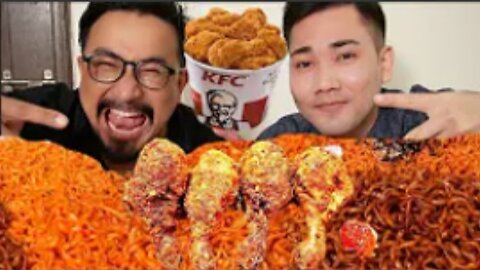 VERY HOT noodles and KFC fried chicken