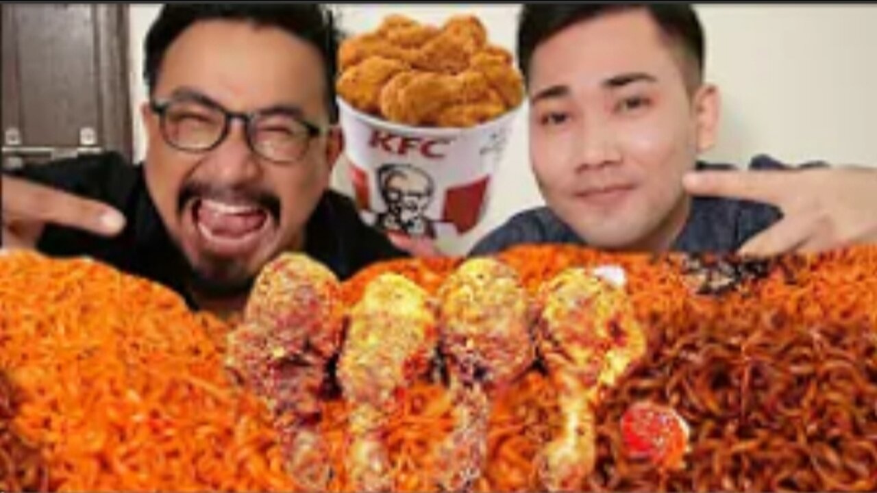 VERY HOT noodles and KFC fried chicken