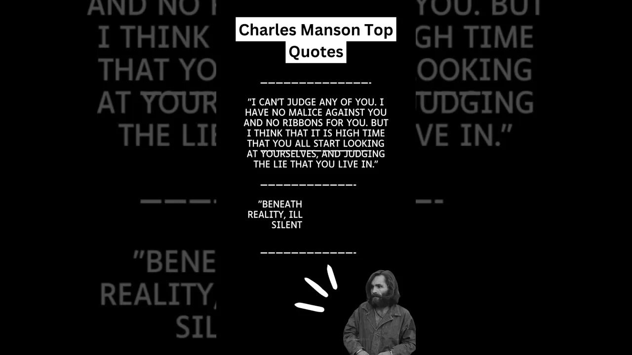 Charles Manson Quotes! #quotes #crime #truecrime #criminal #charlesmanson #shorts #horrorshorts