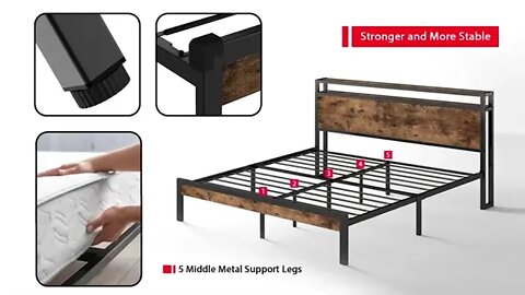 JOM Queen Bed Frame with Headboard .