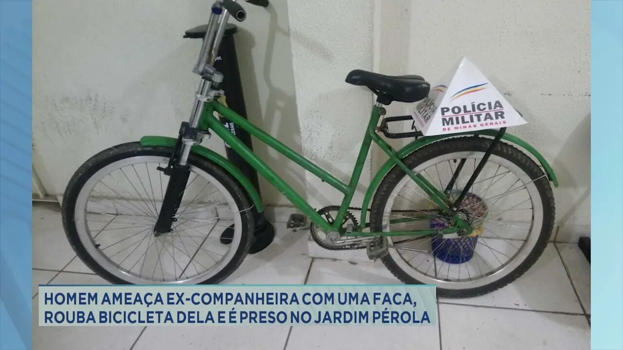 Homem ameaça ex-companheira com faca, rouba bicicleta dela e é preso no Jardim Pérola