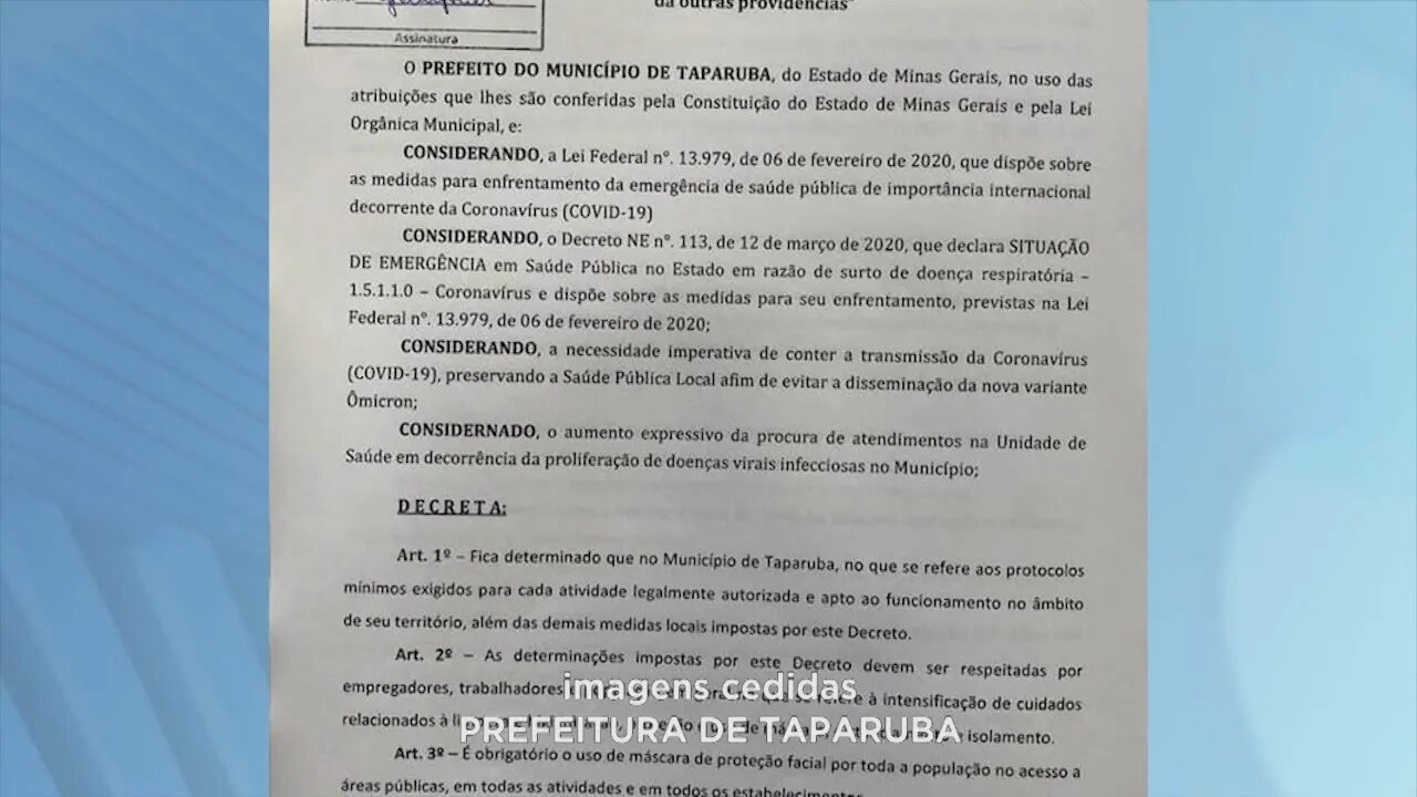 Vale do Rio Doce: Taparuba publica Novo Decreto para frear velocidade de contágio da covid-19