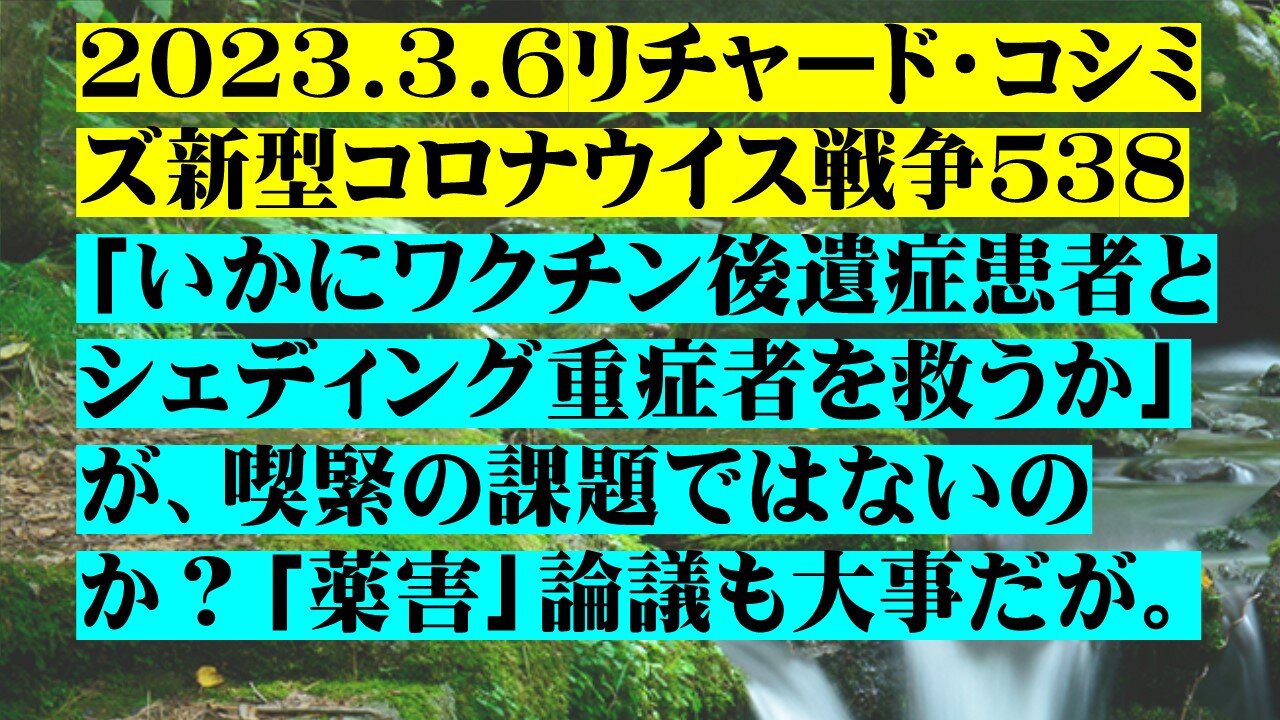 2023.3.6リチャード・コシミズ新型コロナウイス戦争５３８ 「いかにワクチン後遺症患者とシェディング重症者を救うか」が、喫緊の課題ではないのか？「薬害」論議も大事だが。