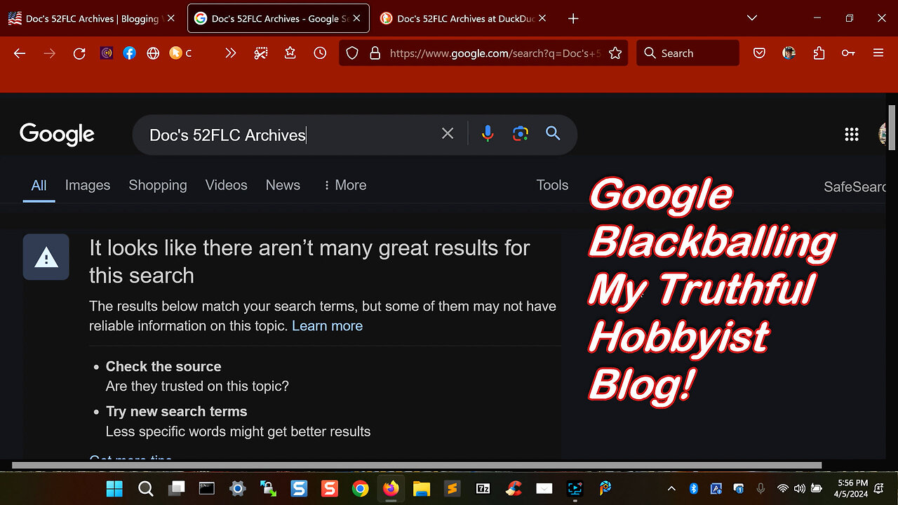 Google Blackballing My MAGA Hobbyist Blog