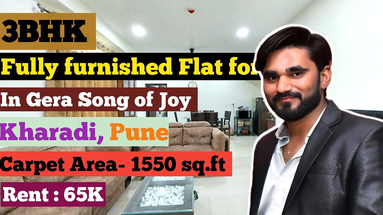 3BHK Flat for Rent In Gera's Song Of Joy Kharadi Pune Call- 9970174637