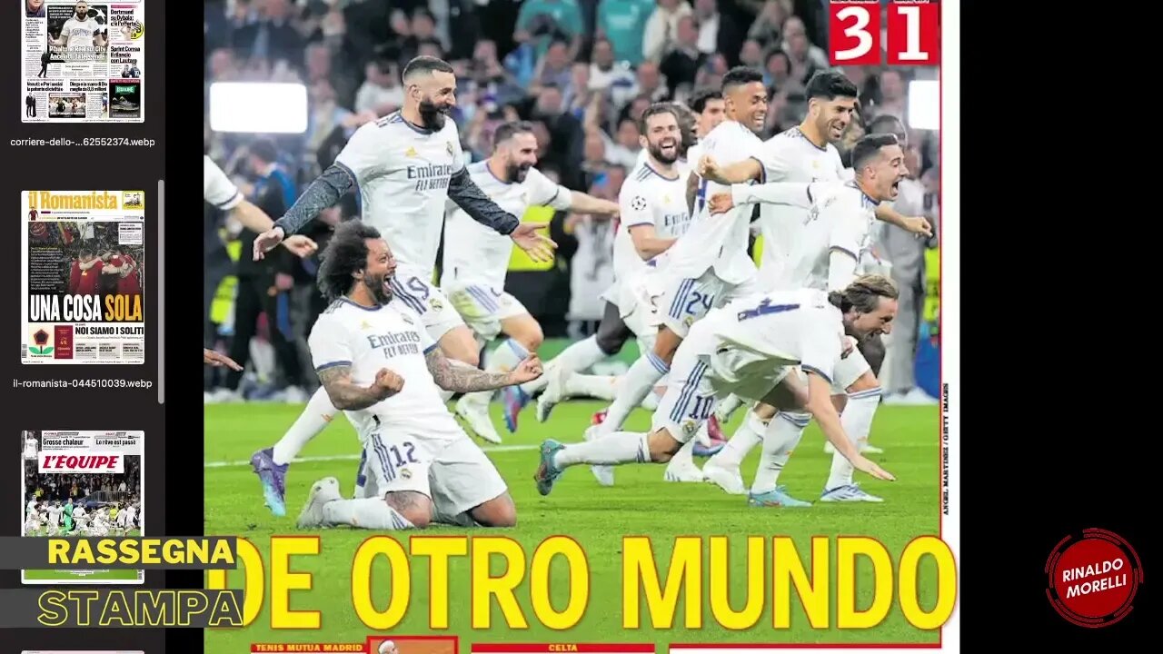 Pazzesco Real Madrid! E stasera la Roma cerca la finale. Rassegna Stampa Sportiva ep.54 | 05.05.2022