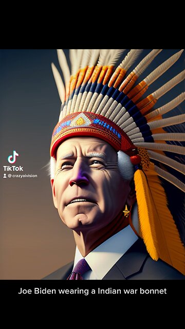 Joe Biden wearing a Indian war bonnet