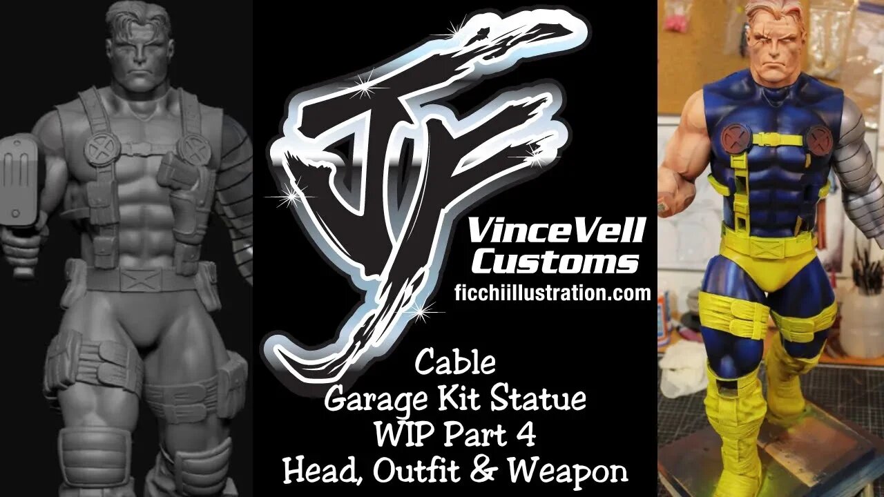 Marvel X Men Cable Garage kit Statue WIP Part 4 Heads Arm Outfit