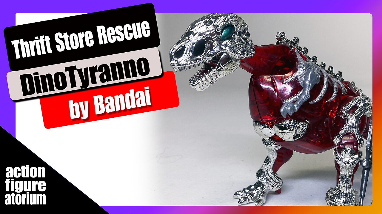 Thrift Store Toy Rescue | Dinotyranno by Bandai | Translucent Red Chrome T-Rex Skeleton | Gnarly