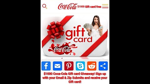 Coca-Cola $1000 free cash receive your Gift now!