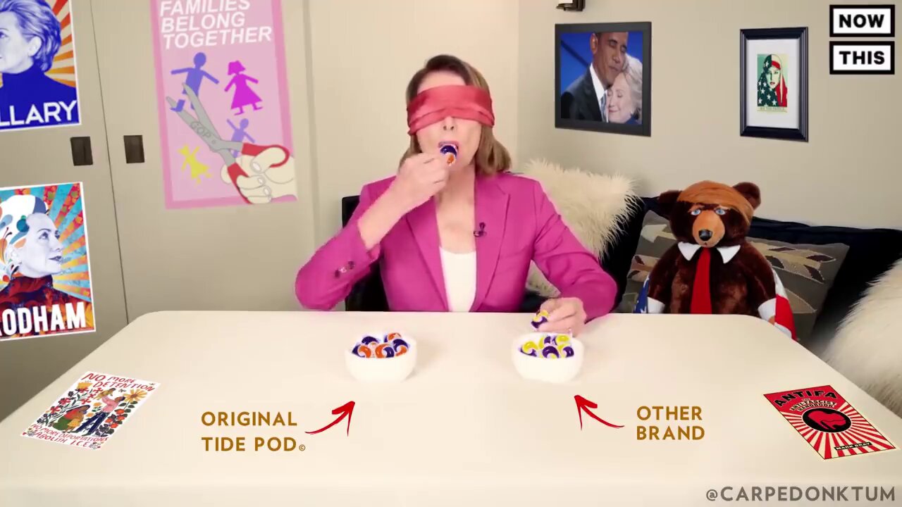 Nancy Pelosi does the Tide Pod Challenge 🌀🤏😋