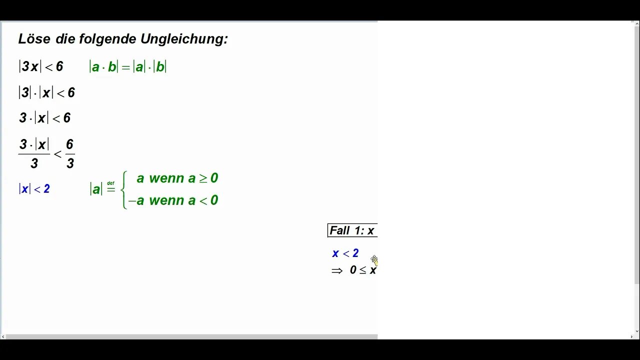 Betragsungleichungen ► Beispiel: |3x| ˂ 6