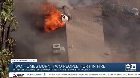 Two people hurt in Phoenix fire, two homes damaged