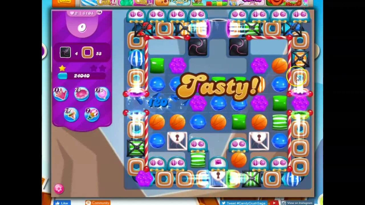 Candy Crush Level 6104 Talkthrough, 22 Moves 0 Boosters