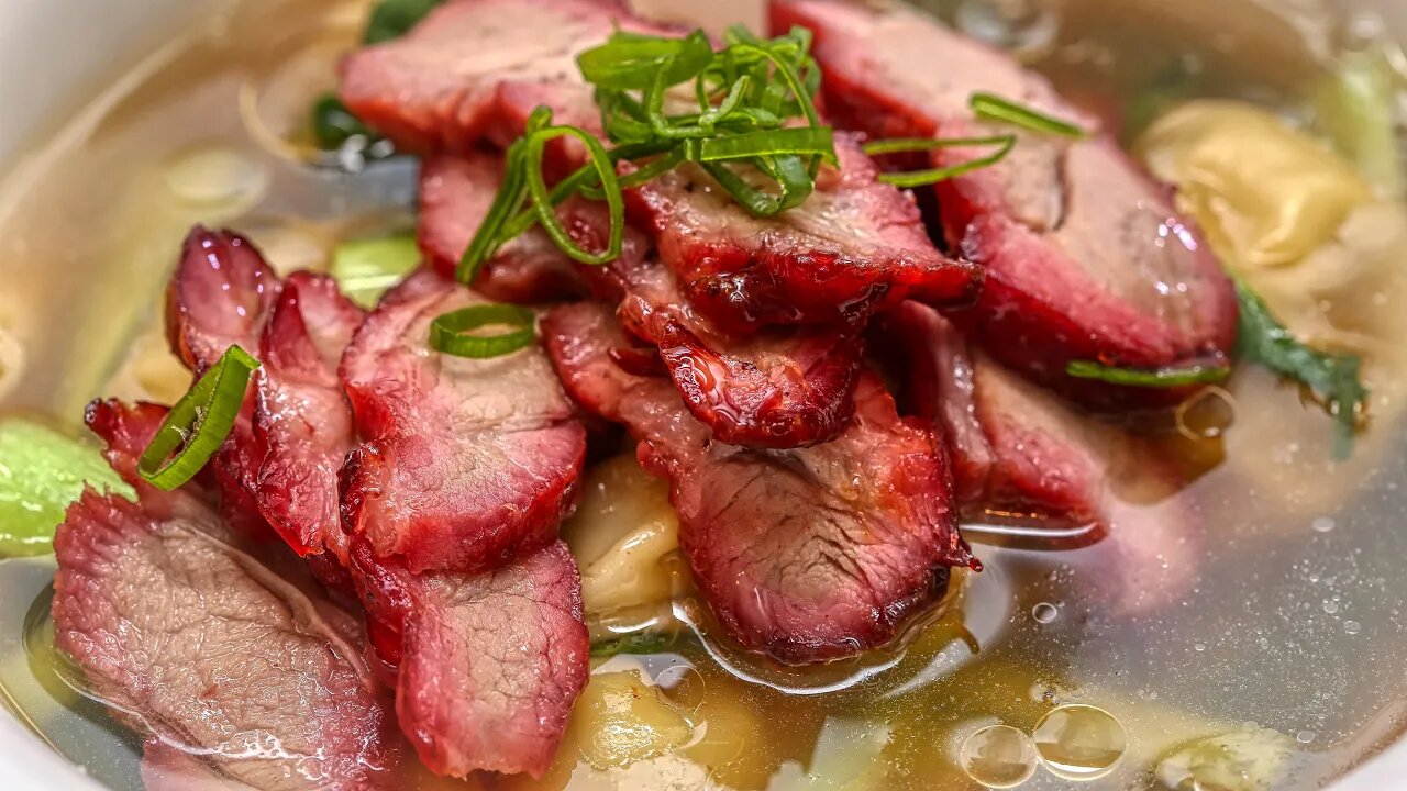 Wonton Noodle Soup with Char Siu Pork