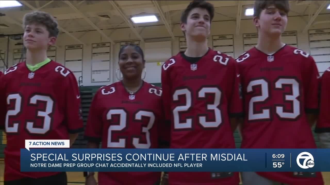 Special surprise for Notre Dame Prep students whose group text accidentally included NFL player