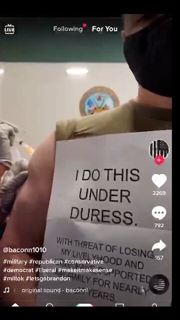 I DO THIS UNDER DURESS - Soldier gets the Jab