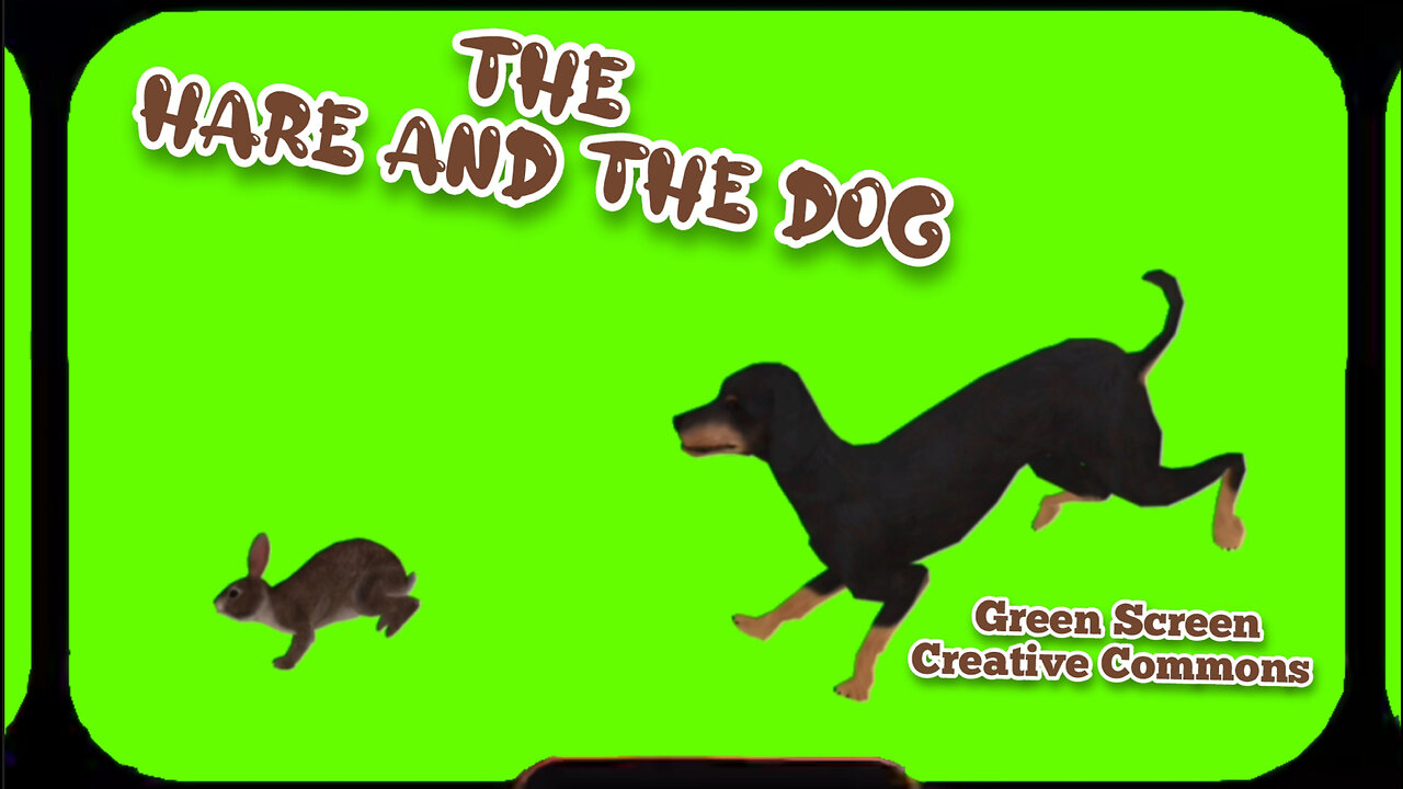 HARE AND DOG animation Green Screen. Video chromakey on the GREEN SCREEN.