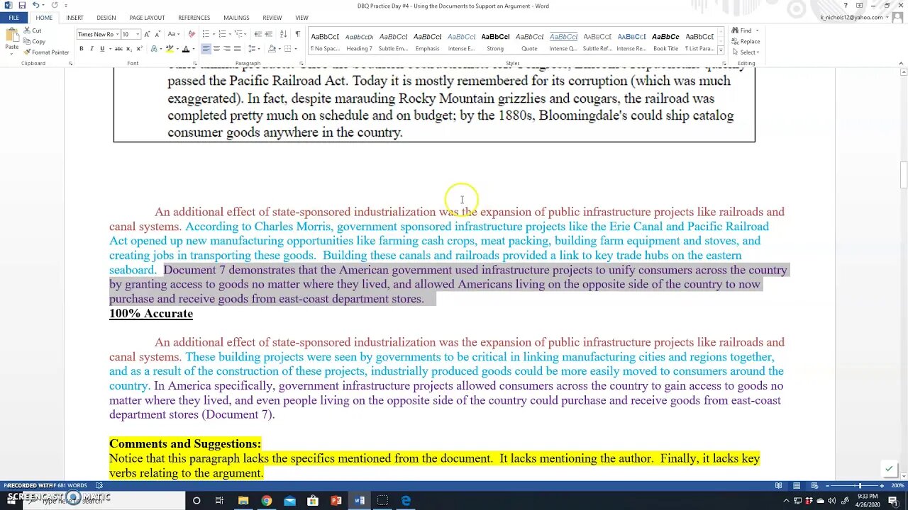 Using the Documents to Support an Argument (04/27/2020)