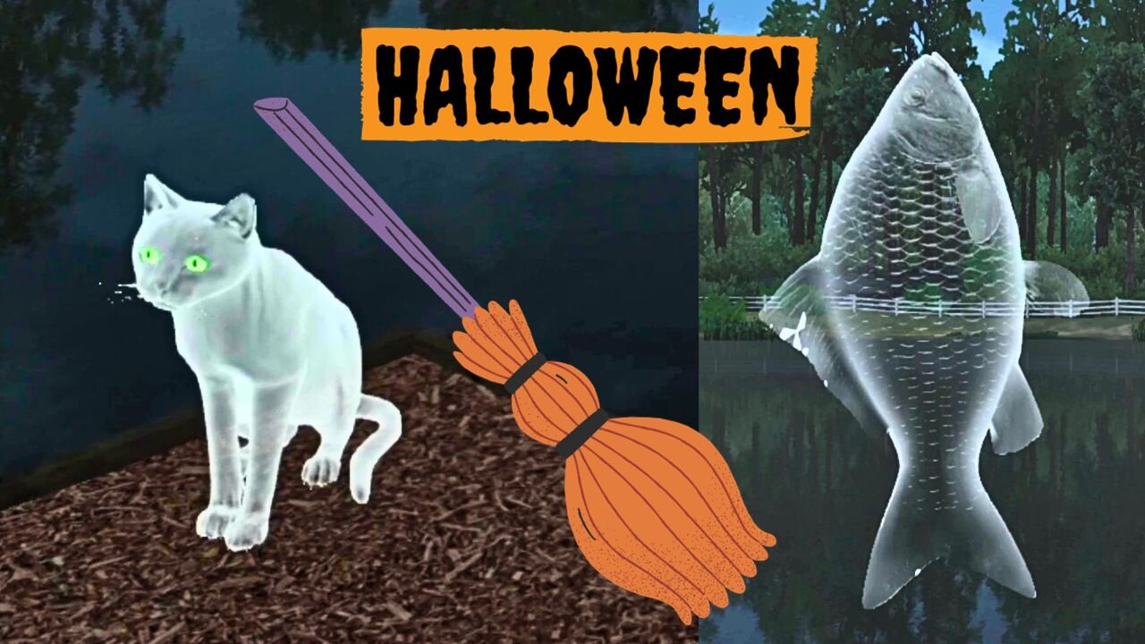 Halloween Witch's Broom, Prussian Carp-Ghosts, Ghost Cat, Fishing Planet