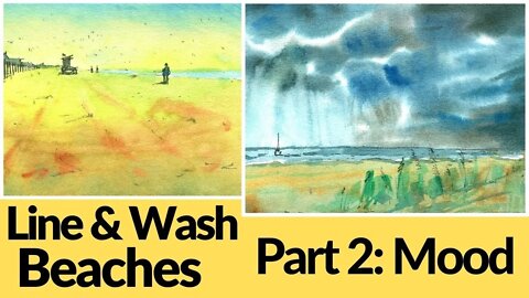 Line and Wash Sketching Series Part 2 | BEACH Watercolor Painting Tutorial [2 paintings!]