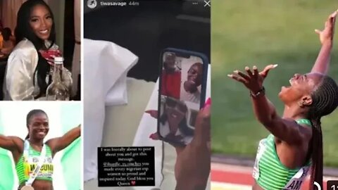 Tiwa savage congratulated Tobi Amusan as she breaks world record