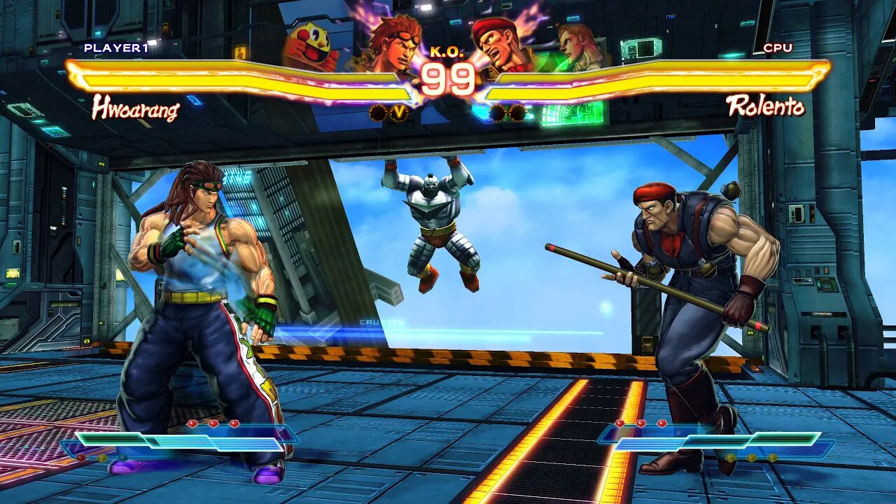 Street Fighter X Tekken: Hwoarang (Swap Costume) & PAC-MAN vs Rolento & Abel - 2K 1440p