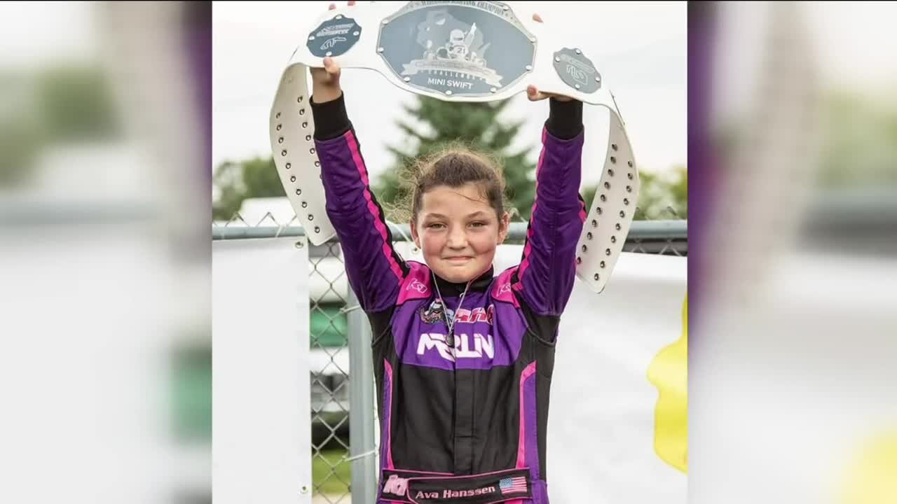 Elkhorn's Ava Hanssen is going fast in go karting