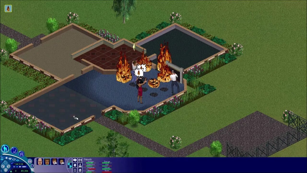 Sims 1: I made a house fire seem less scary than it actually is...