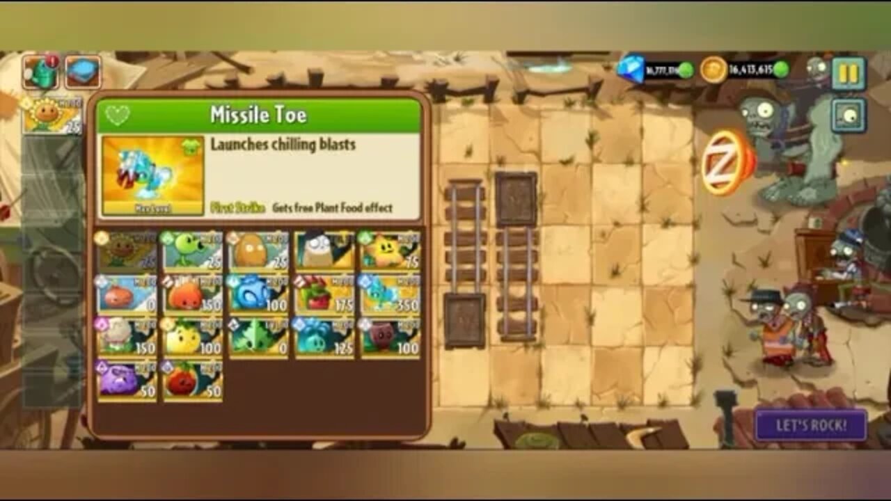 Pvz 2 big bad butte _ Missile toe plants vs zombies wild west mode @Pvz2 Gameplay