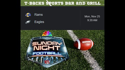 T-Backs Sports Bar and Grill Sports Schedule and quesadilla special for Monday Nov 25, 2024